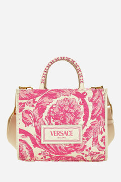 Athena Small Tote In Rafia Barocco-Calf Leather