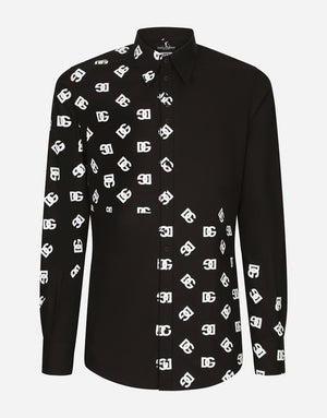 COTTON MARTINI-FIT SHIRT WITH DG LOGO PRINT