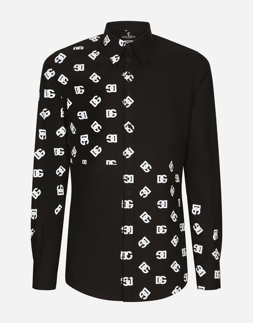 COTTON MARTINI-FIT SHIRT WITH DG LOGO PRINT
