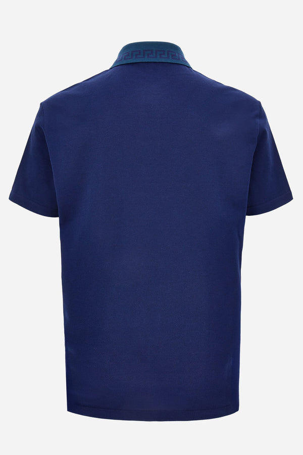 Polo In Piquet Fabric - Greek Key Collar