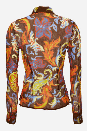 Formal Shirt In Exotic Barocco Foulard On  Techno Creponne