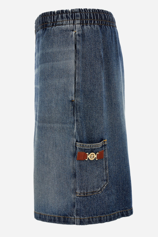Short Denim In Dirty Indigo Wash Denim