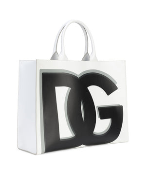 LARGE CALFSKIN DG DAILY SHOPPER WITH DG LOGO PRINT