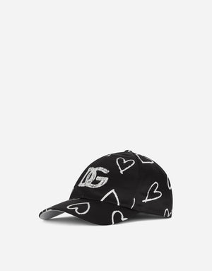 SATIN BASEBALL CAP WITH DG HEART PRINT