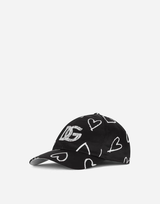 SATIN BASEBALL CAP WITH DG HEART PRINT