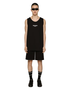PRINTED COTTON JERSEY SINGLET WITH DGVIB3 PATCH