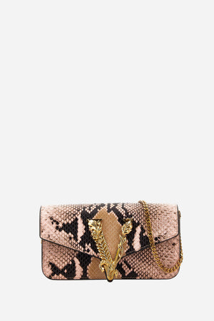 Virtus Mini Chain Crossbody In Printed Python Calf Leather