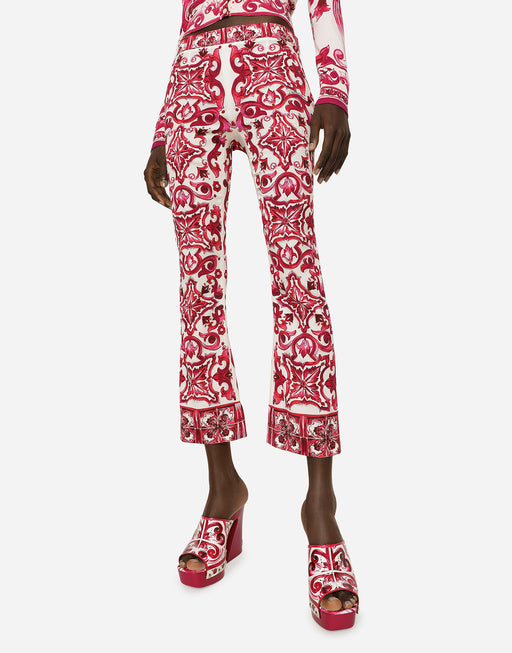 SILK TROUSERS WITH MAIOLICA PRINT