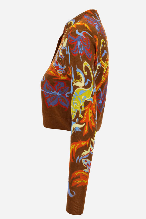 Knit Sweater In Exotic Barocco Printed Silk