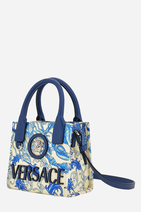 La Medusa Mini Tote In Fabric+Calf Leather