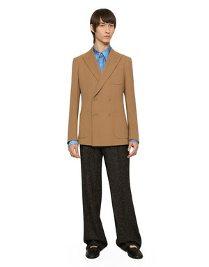 DOUBLE-BREASTED STRETCH WOOL TRICOTINE JACKET