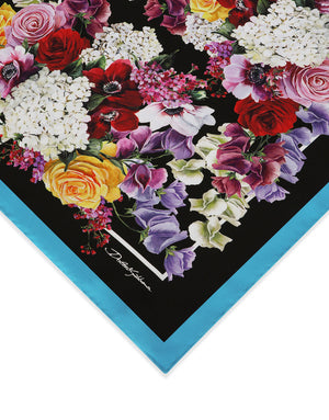 TWILL SCARF WITH RED ROSE PRINT (50 X 50)