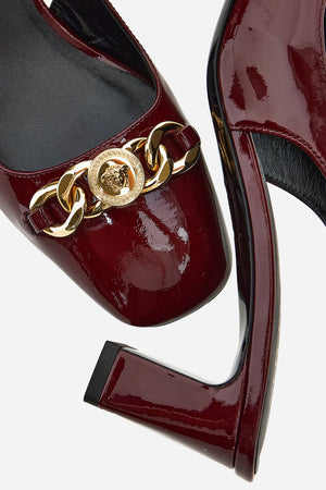 Icon Chain Sling Back  In Patent Leather