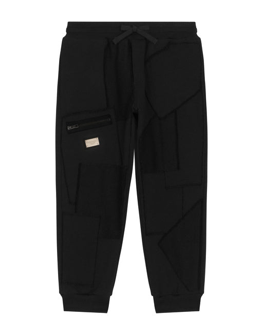 JERSEY JOGGING PANTS WITH PATCHWORK