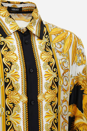Informal Shirt In Barocco Palm Print Silk Fabric