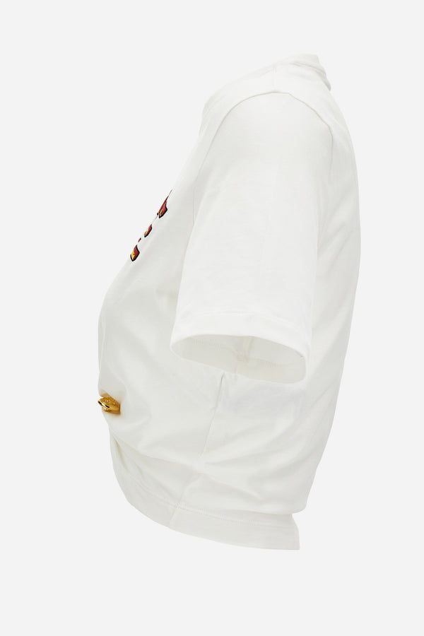 T-Shirt In Tessuto Jersey Stampa Versace Milano Barocco 92
