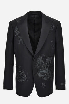 Evening Jacket In Grain De Poudre Wool Fabric + La Vacanza Embroidery  Lurex And Beads