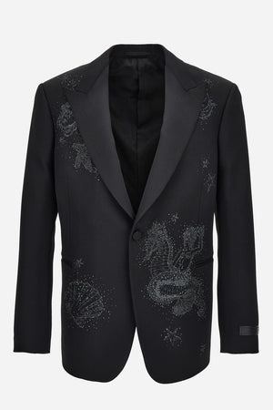 Evening Jacket In Grain De Poudre Wool Fabric + La Vacanza Embroidery  Lurex And Beads