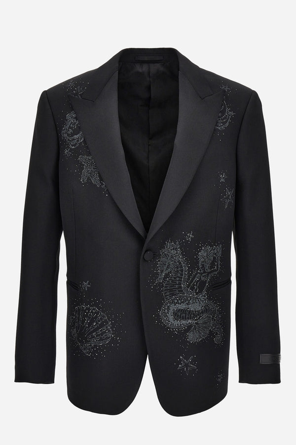 Evening Jacket In Grain De Poudre Wool Fabric + La Vacanza Embroidery  Lurex And Beads