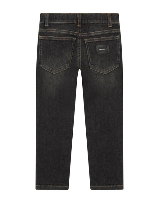 STRETCH REGULAR FIT GREY JEANS WITH RIPS