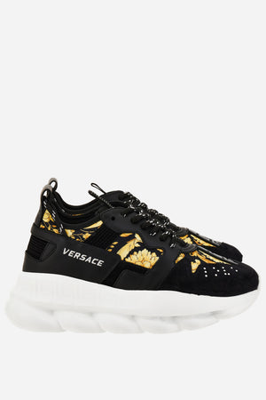 Chain Reaction Sneaker In Suede-Barocco Print Fabric