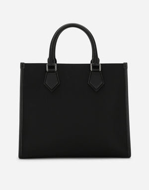 SMALL NYLON SHOPPING BAG WITH RUBBERIZED LOGO