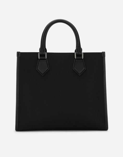 SMALL NYLON SHOPPING BAG WITH RUBBERIZED LOGO