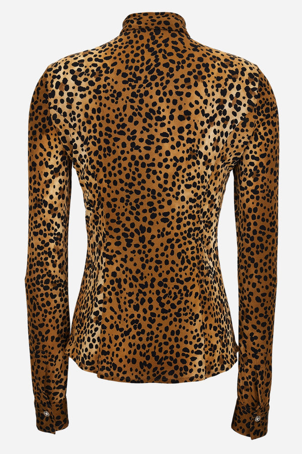 Formal Shirt In Leopard On Responsible Viscose Liquid Jersey