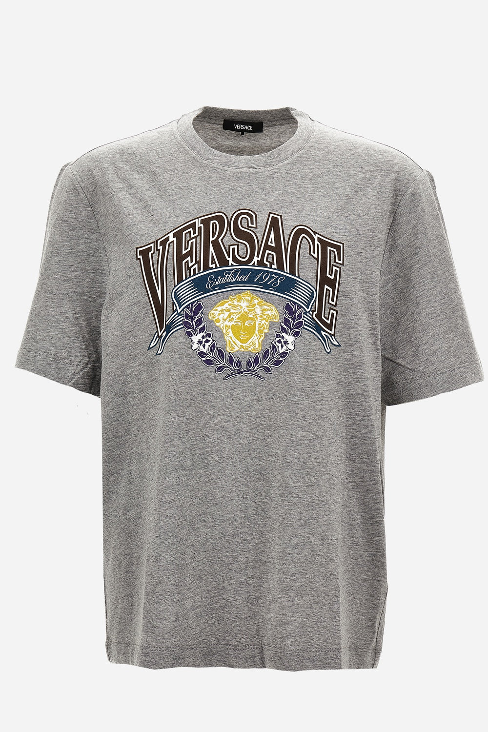 T-Shirt In Cotton Jersey Fabric + Medusa Crest Prin