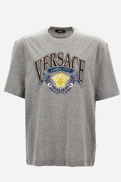 T-Shirt In Cotton Jersey Fabric + Medusa Crest Prin