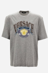 T-Shirt In Cotton Jersey Fabric + Medusa Crest Prin