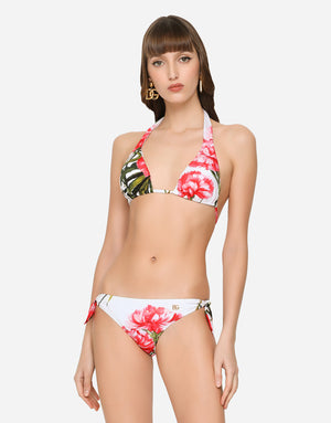 CARNATION-PRINT PADDED TRIANGLE BIKINI