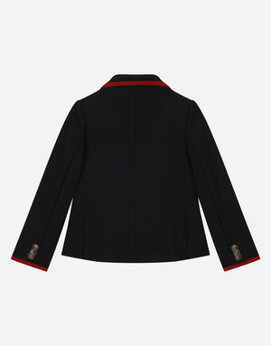 SINGLE-BREASTED WOOL JACKET WITH SATIN DETAILS