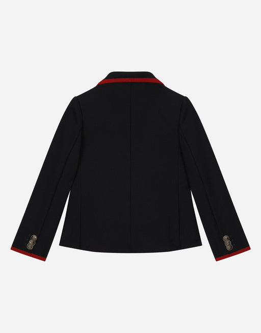 SINGLE-BREASTED WOOL JACKET WITH SATIN DETAILS