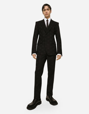 SINGLE-BREASTED WOOL SICILIA-FIT JACKET WITH JACQUARD DG DETAILING