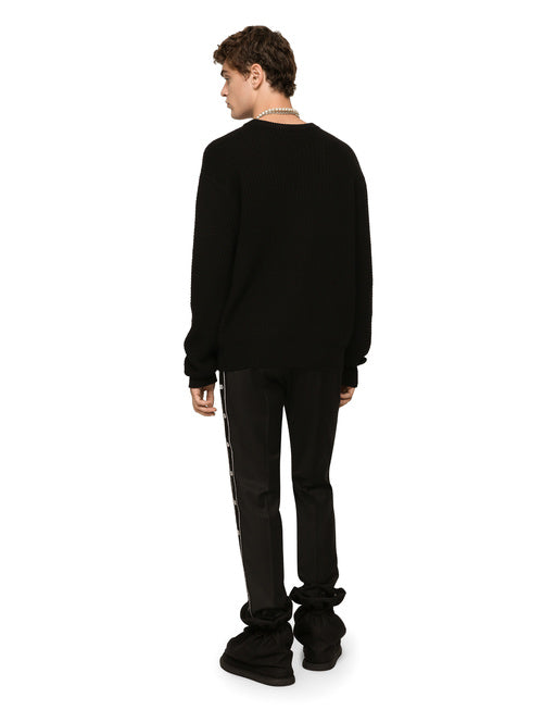 ROUND-NECK WOOL SWEATER WITH DG LOGO INLAY