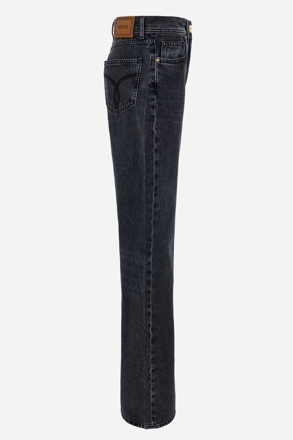 Pant Denim In Black Denim Fabric Stone Wash