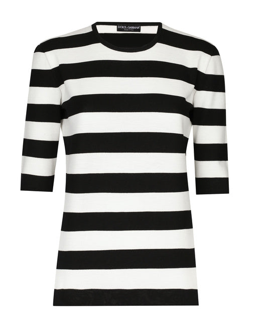 STRIPED INTARSIA WOOL SWEATER