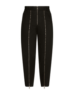 WASHED STRETCH GABARDINE PANTS WITH ZIPPER