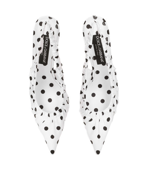 PRINTED SATIN SLINGBACKS