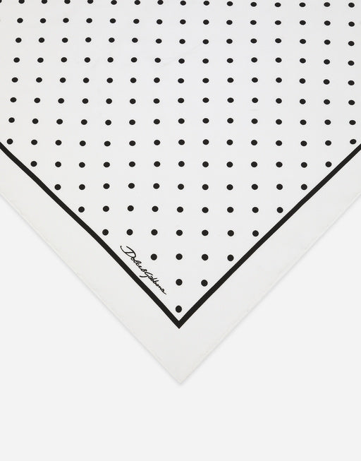 SILK TWILL SCARF WITH POLKA-DOT PRINT (50X50)