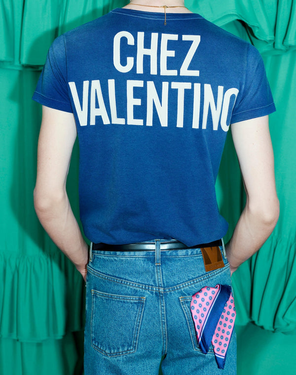 T-Shirt In Cotone Con Stampa E Patch Chez Valentino