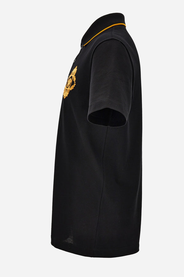 Polo In Piquet Fabric + Architectural Barocco Crest Embroidery