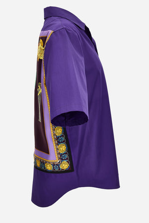 Informal Shirt In Cotton Poplin+Silk Twill Hall Of Statues Print