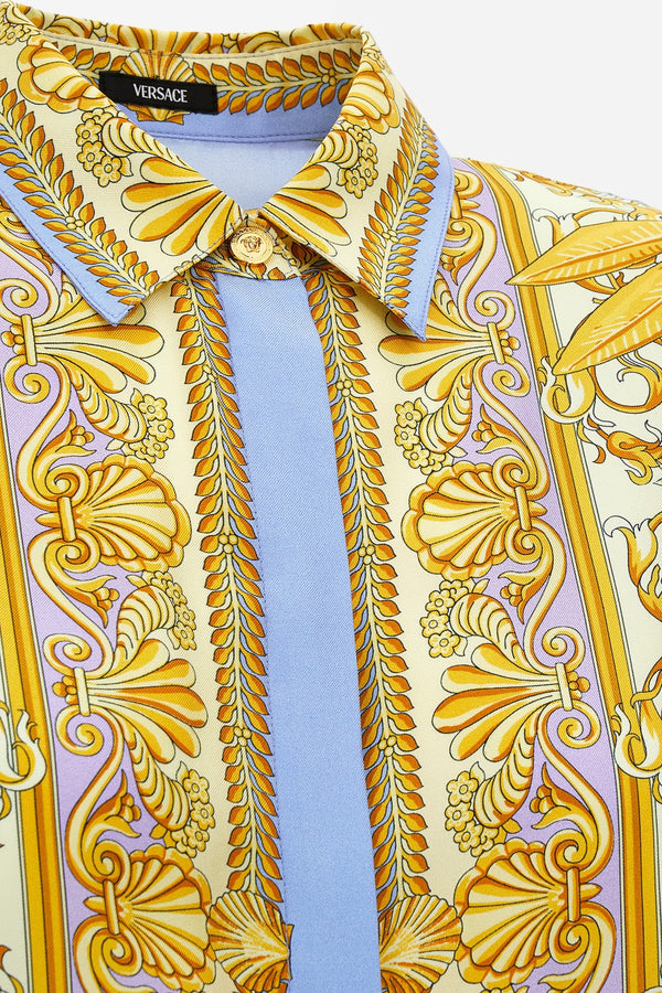 Formal Shirt In Silk Twill Barocco Palm Print
