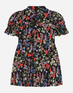 SHORT-SLEEVED CHARMEUSE DRESS