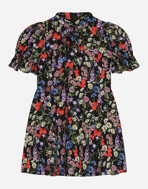 SHORT-SLEEVED CHARMEUSE DRESS
