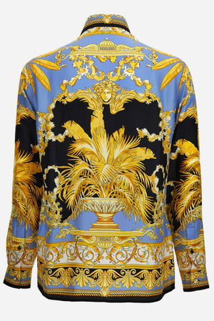 Informal Shirt In Barocco Palm Print Silk Fabric