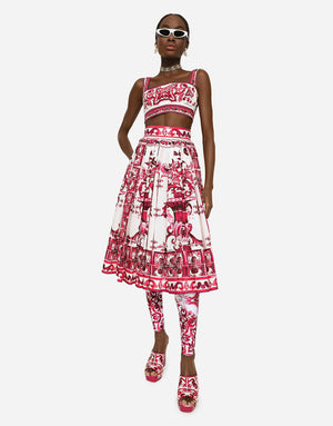 POPLIN MIDI SKIRT WITH MAJOLICA PRINT