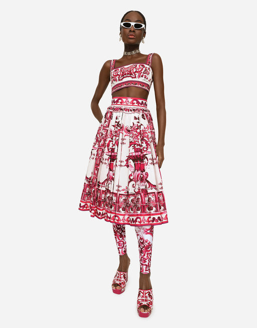POPLIN MIDI SKIRT WITH MAJOLICA PRINT